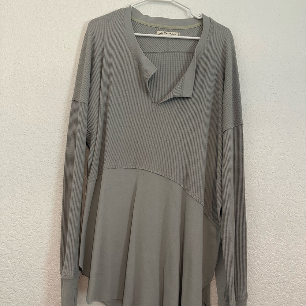 We The Free Gray Tunic Asymmetrical Long Sleeve